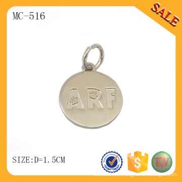 MC516 forme ronde logo personnalisé étiquette bijoux en métal pour bracelet